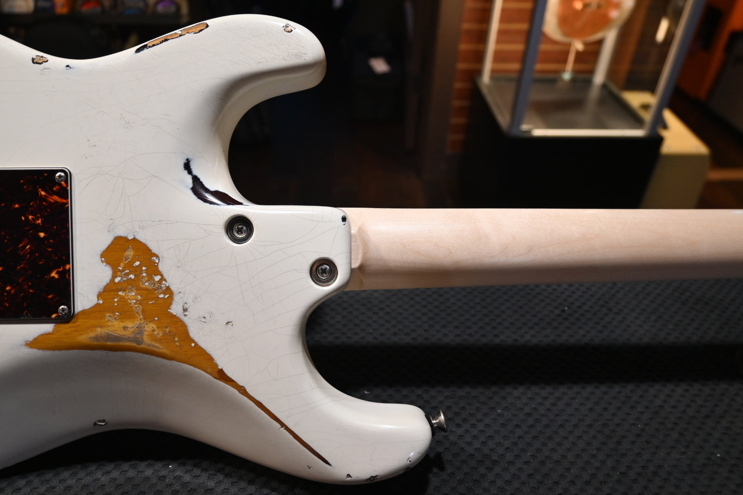 Tom Anderson Icon Classic In-Distress - Olympic White over Tobacco Burst Guitar #923N - Danville Music