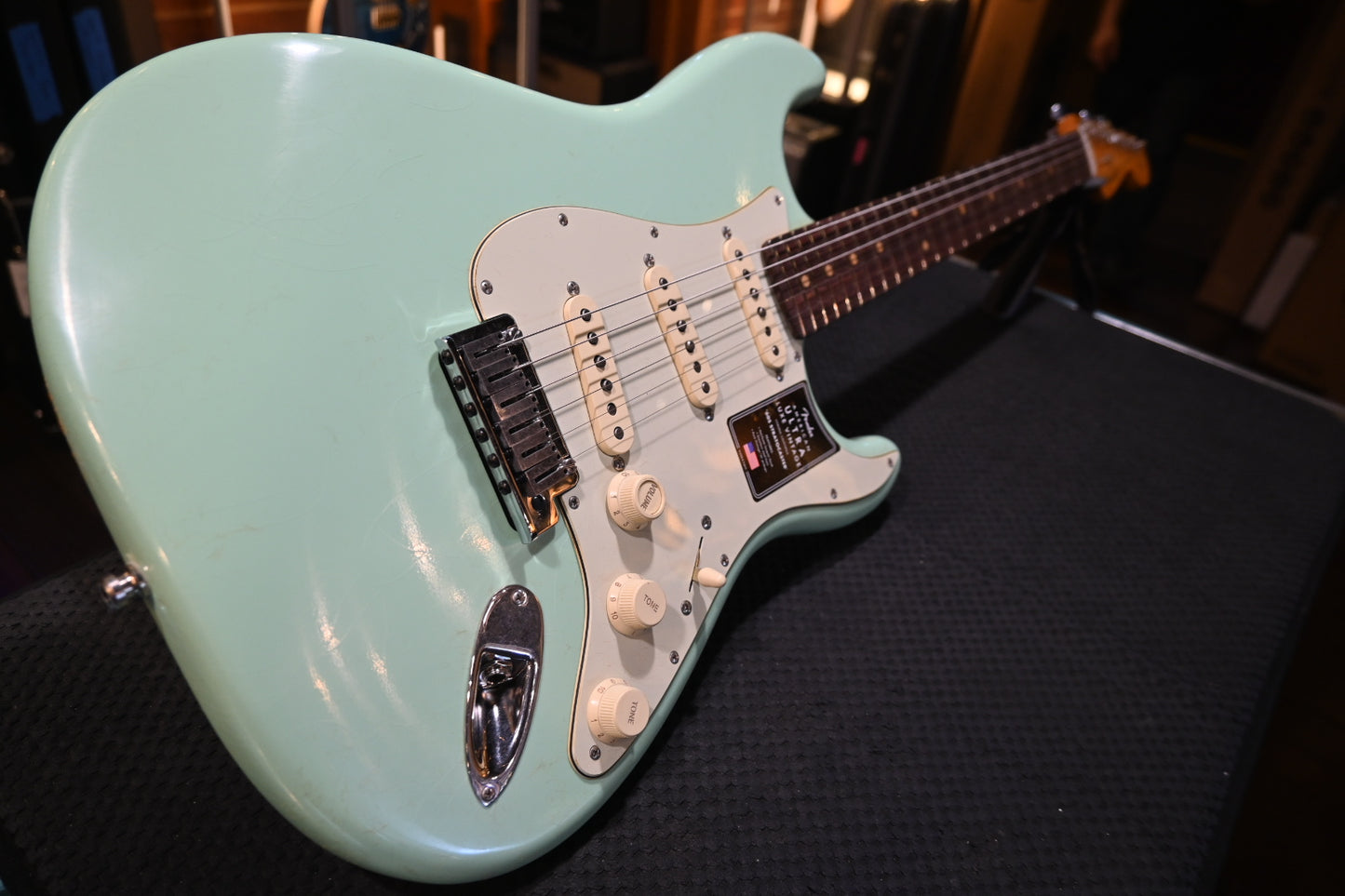 Fender American Ultra Luxe Vintage ‘60s Stratocaster - Surf Green Guitar #5466 - Danville Music