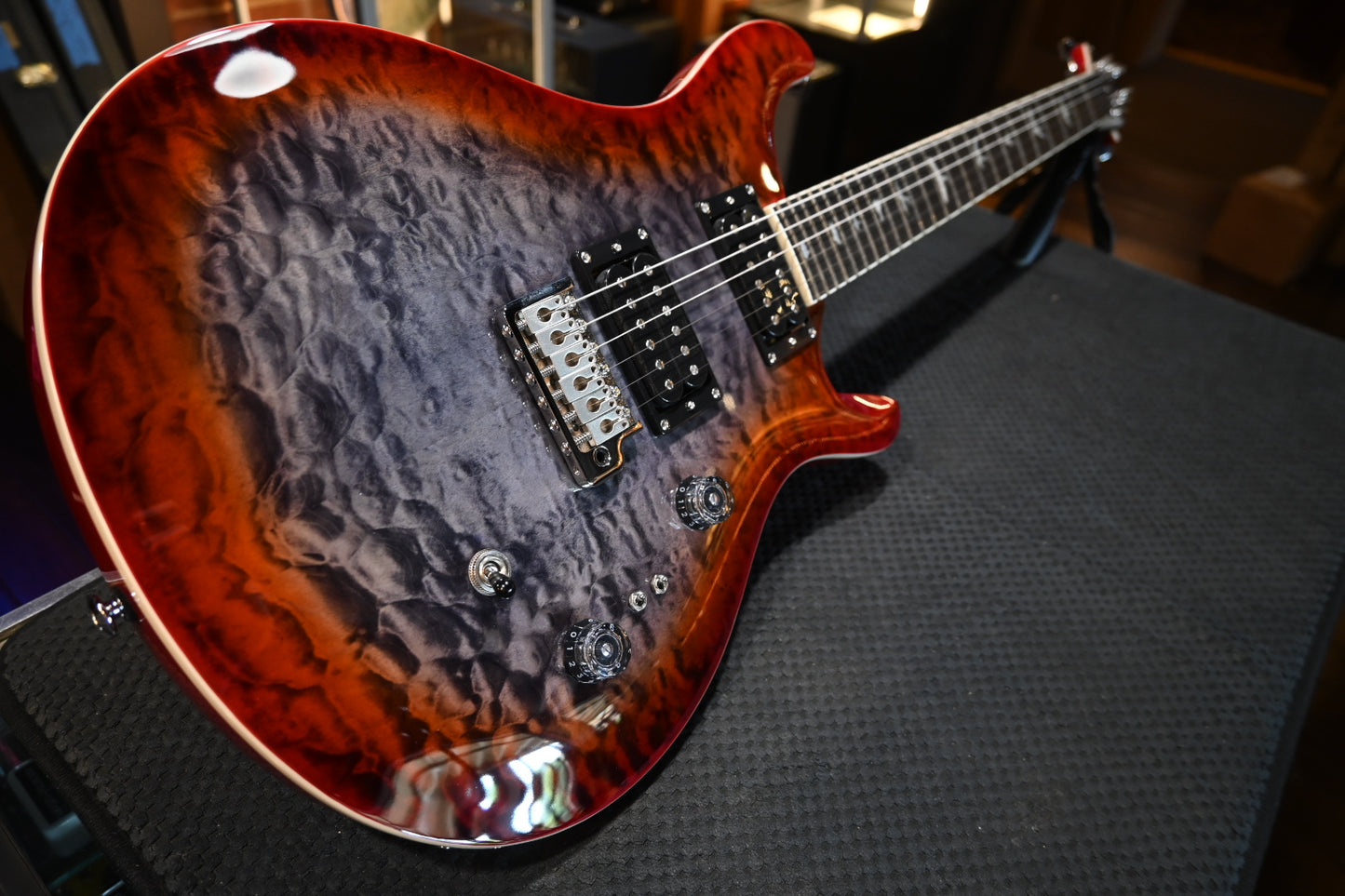 PRS SE Custom 24-08 Quilt - Charcoal Cherry Burst Guitar #6061 - Danville Music