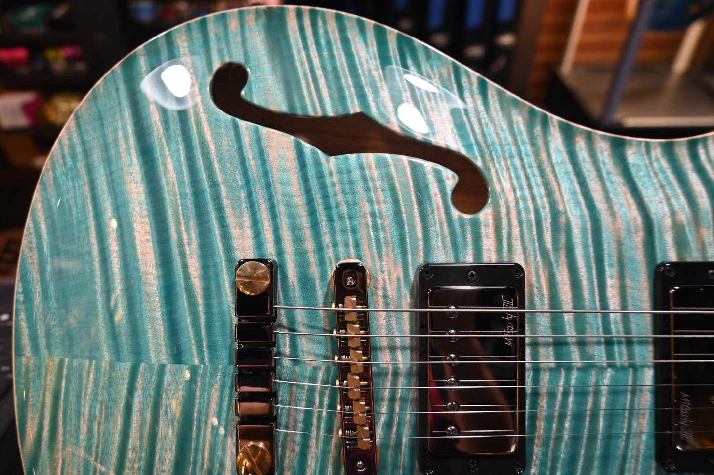 PRS Wood Library McCarty 594 Semi-Hollow Danville Music 35th Anniversary Artist Top - Bahamian Blue Guitar #8200 - Danville Music