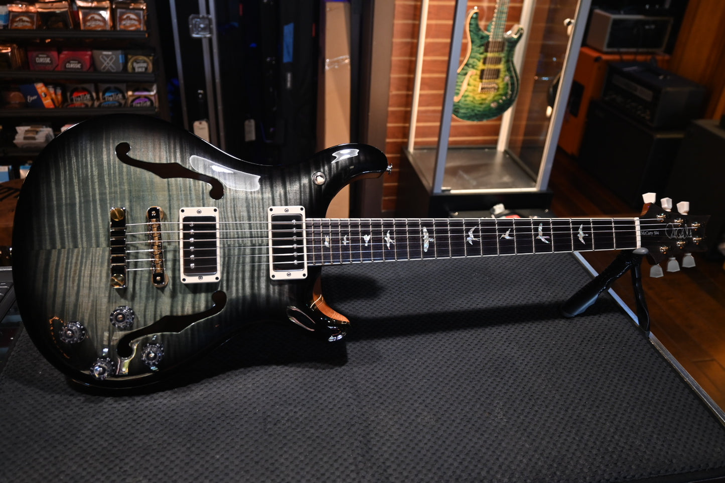 PRS Hollowbody II 594 2021 - Trampas Green Smokewrap Burst Guitar #8884 - Danville Music
