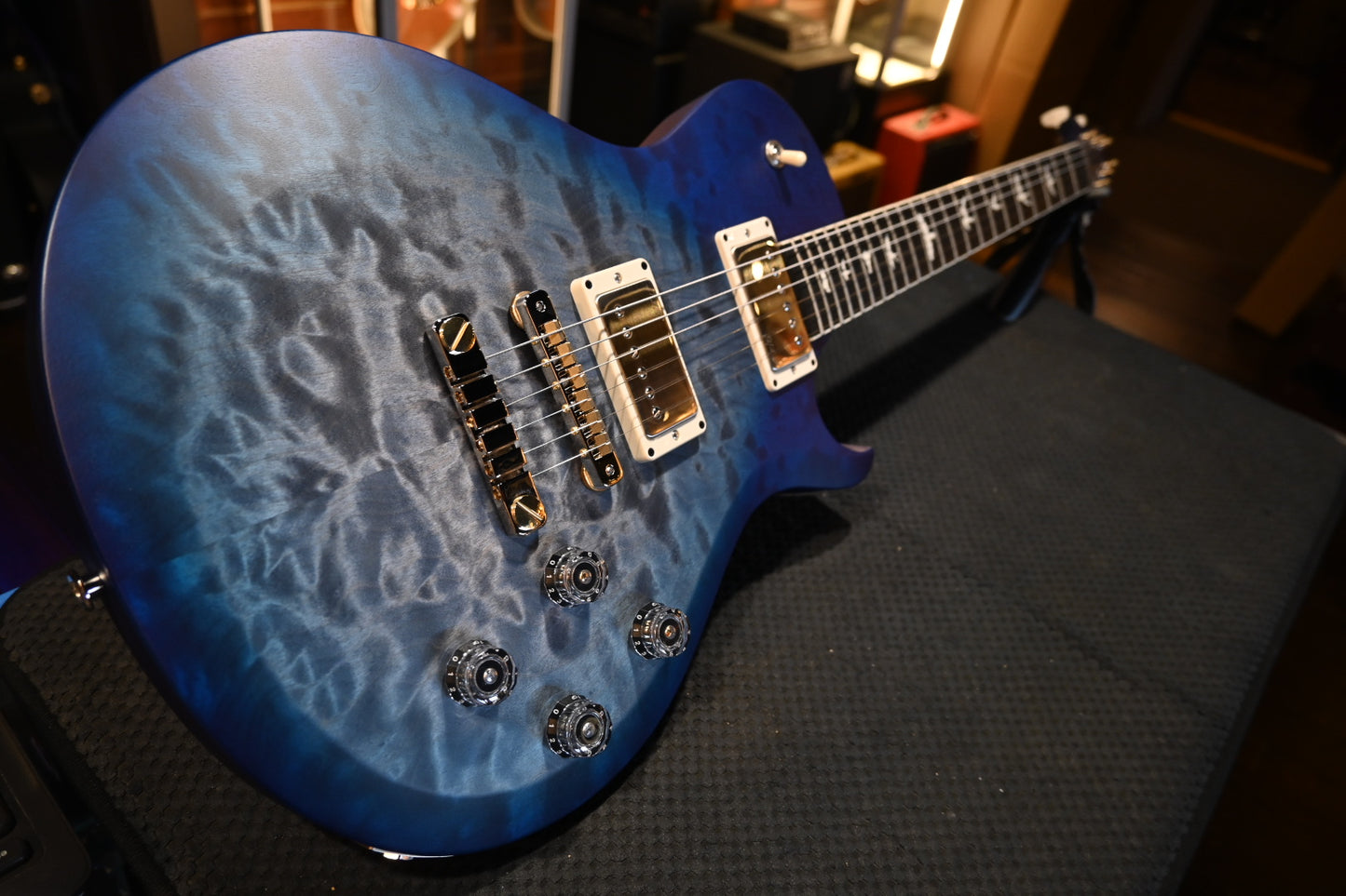 PRS Wood Library S2 McCarty SC 594 Single-Cut Quilt - Faded Gray Black Blue Burst Satin Guitar #9200 - Danville Music