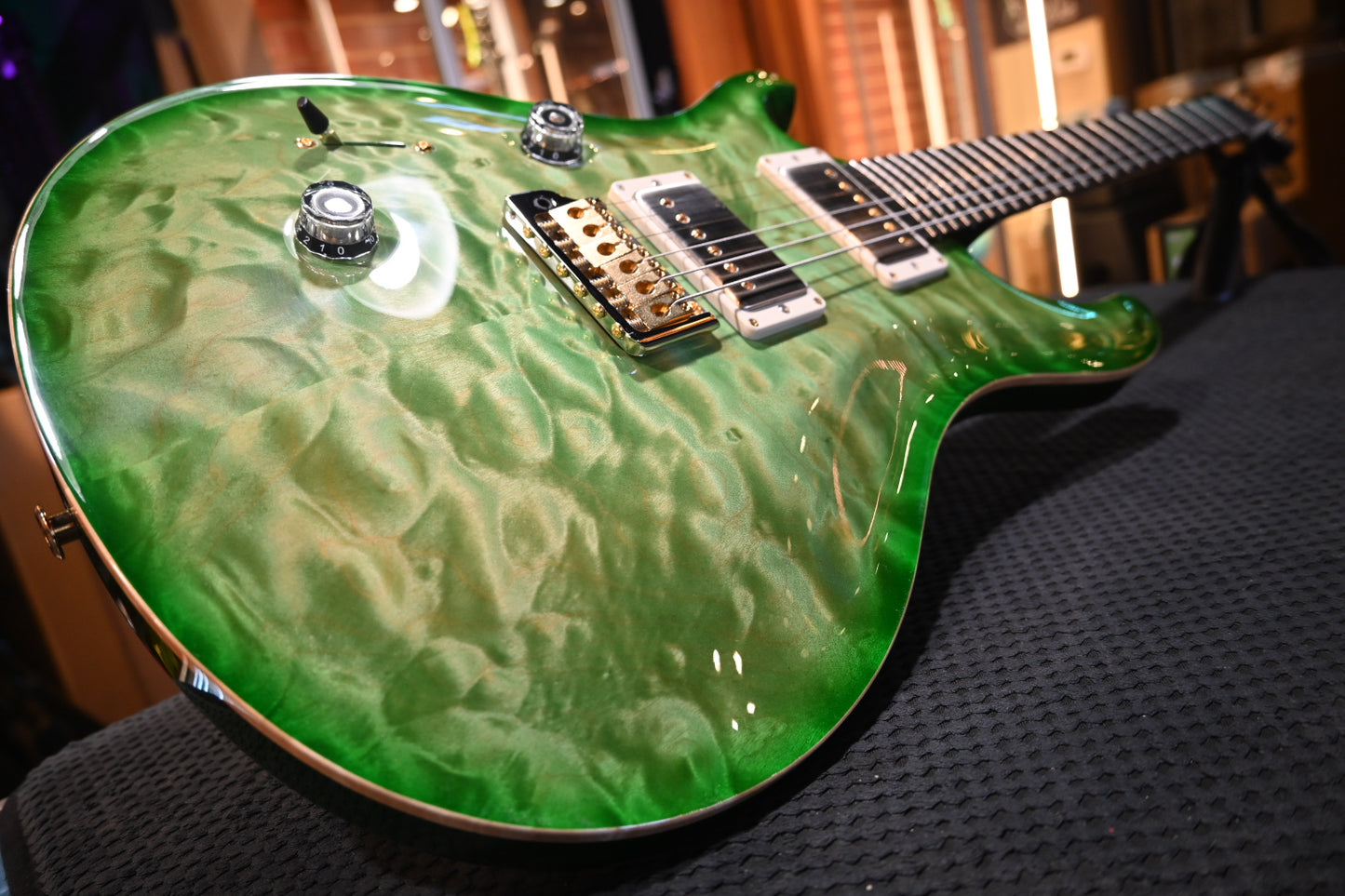 PRS Custom 24 Lefty 10-Top Quilt - Trampas Green Fade Guitar #9333 - Danville Music