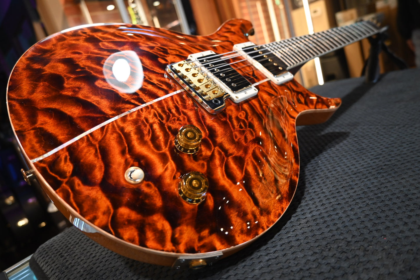 PRS Wood Library Santana Retro 10-Top Quilt 2023 - Electric Tiger Guitar #1576 - Danville Music