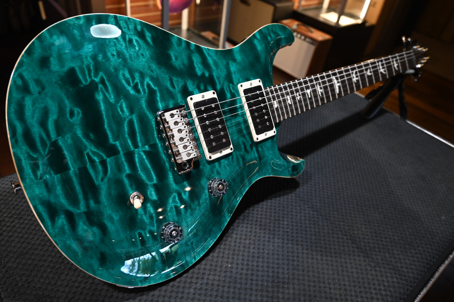 PRS Wood Library CE 24 Quilt - Turquoise Guitar #3696 - Danville Music