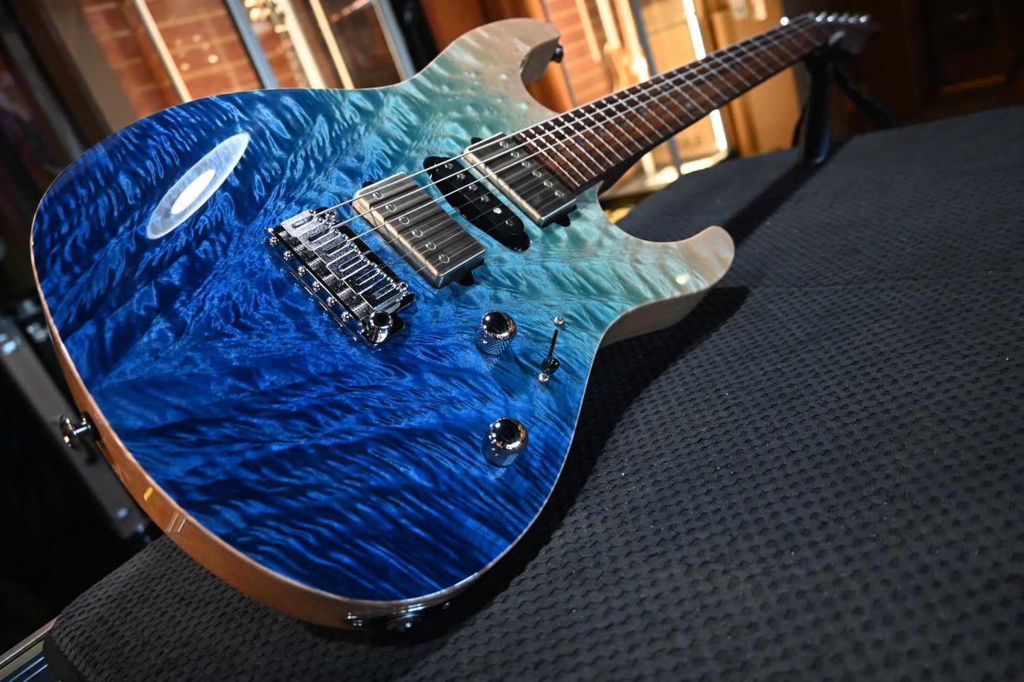 Suhr Custom Modern Angel Quilt Maple - Aqua Blue Gradient Guitar #3273 - Danville Music