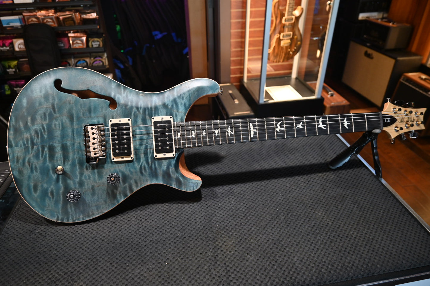 PRS Wood Library CE 24 Semi-Hollow Quilt - Blue Crab Blue Guitar #1115 - Danville Music