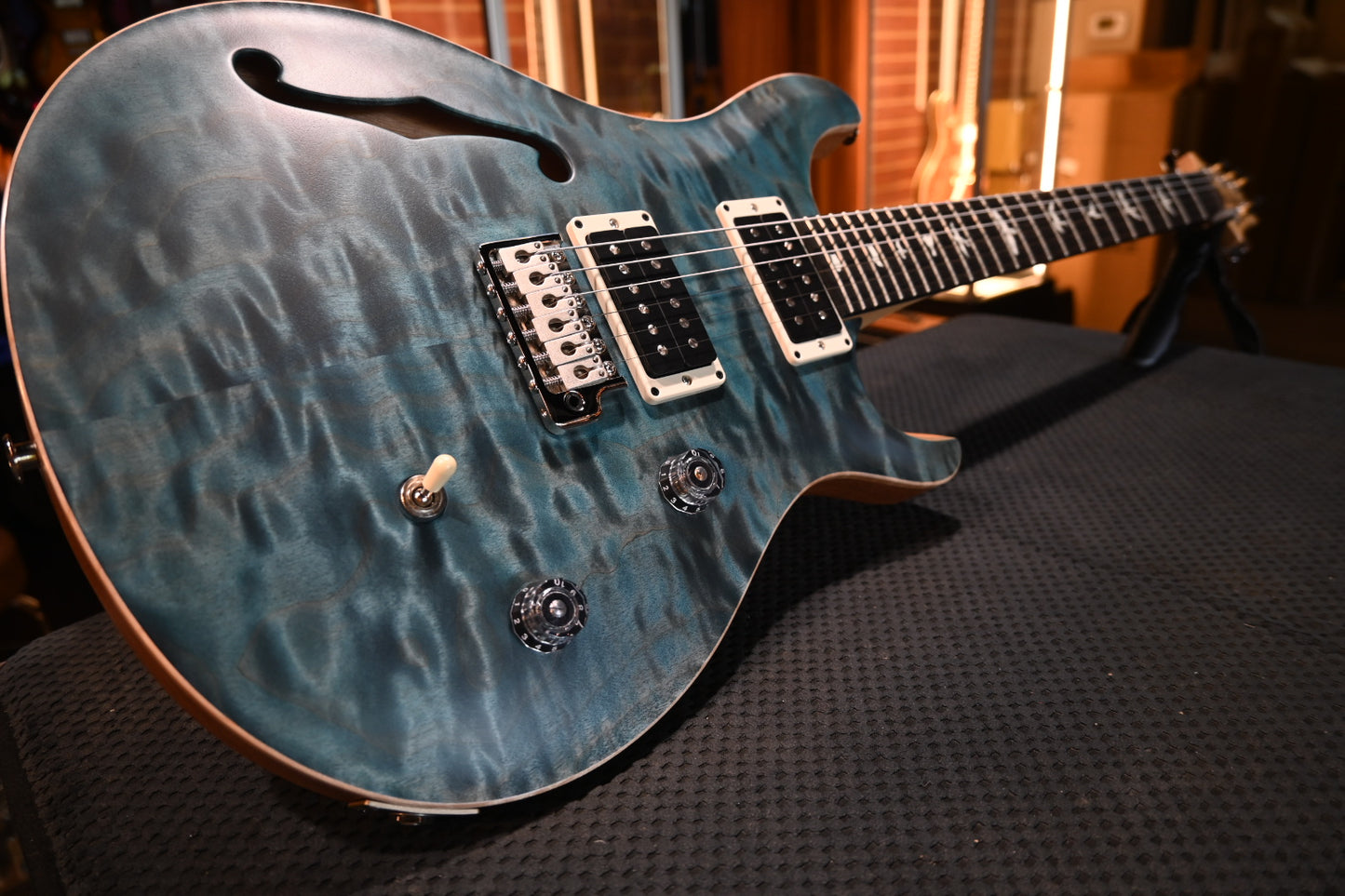 PRS Wood Library CE 24 Semi-Hollow Quilt - Blue Crab Blue Guitar #1115 - Danville Music