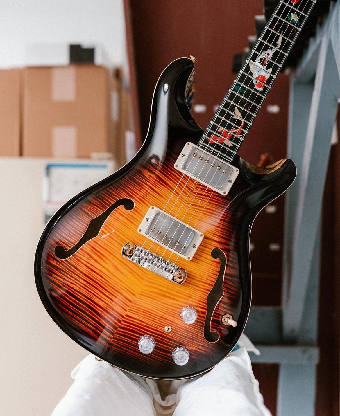 PRS Private Stock Hollowbody II Piezo Koi Inlay - Electric Tiger Glow Guitar #10501 - Danville Music