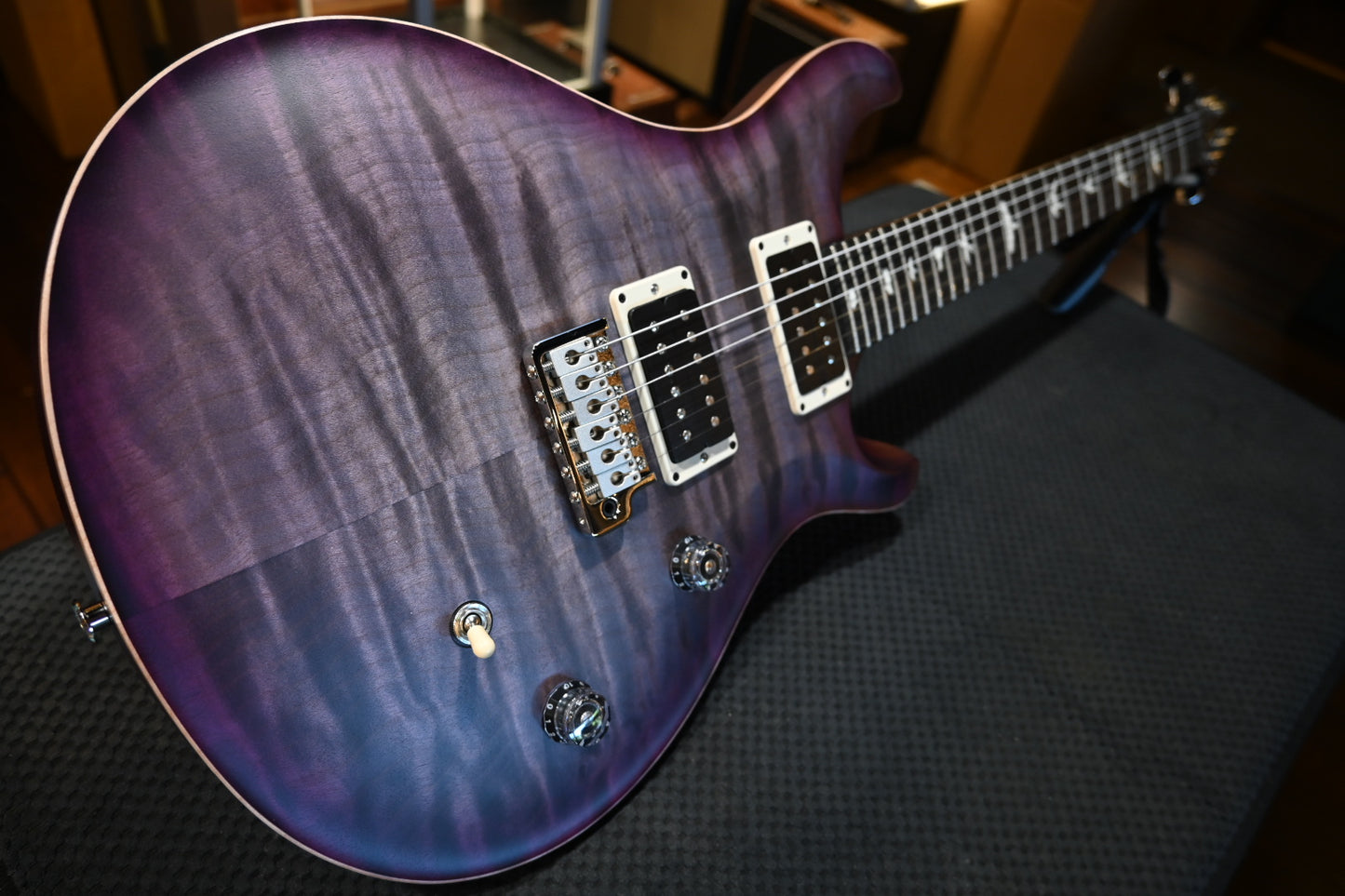 PRS Wood Library CE 24 Quilt - Faded Grey Black Purple Burst Satin Guitar #2751 - Danville Music