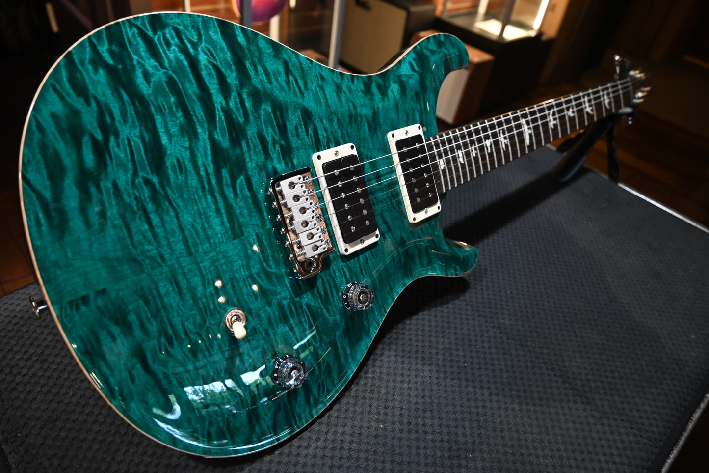 PRS Wood Library CE 24 Quilt - Turquoise Guitar #3693 - Danville Music