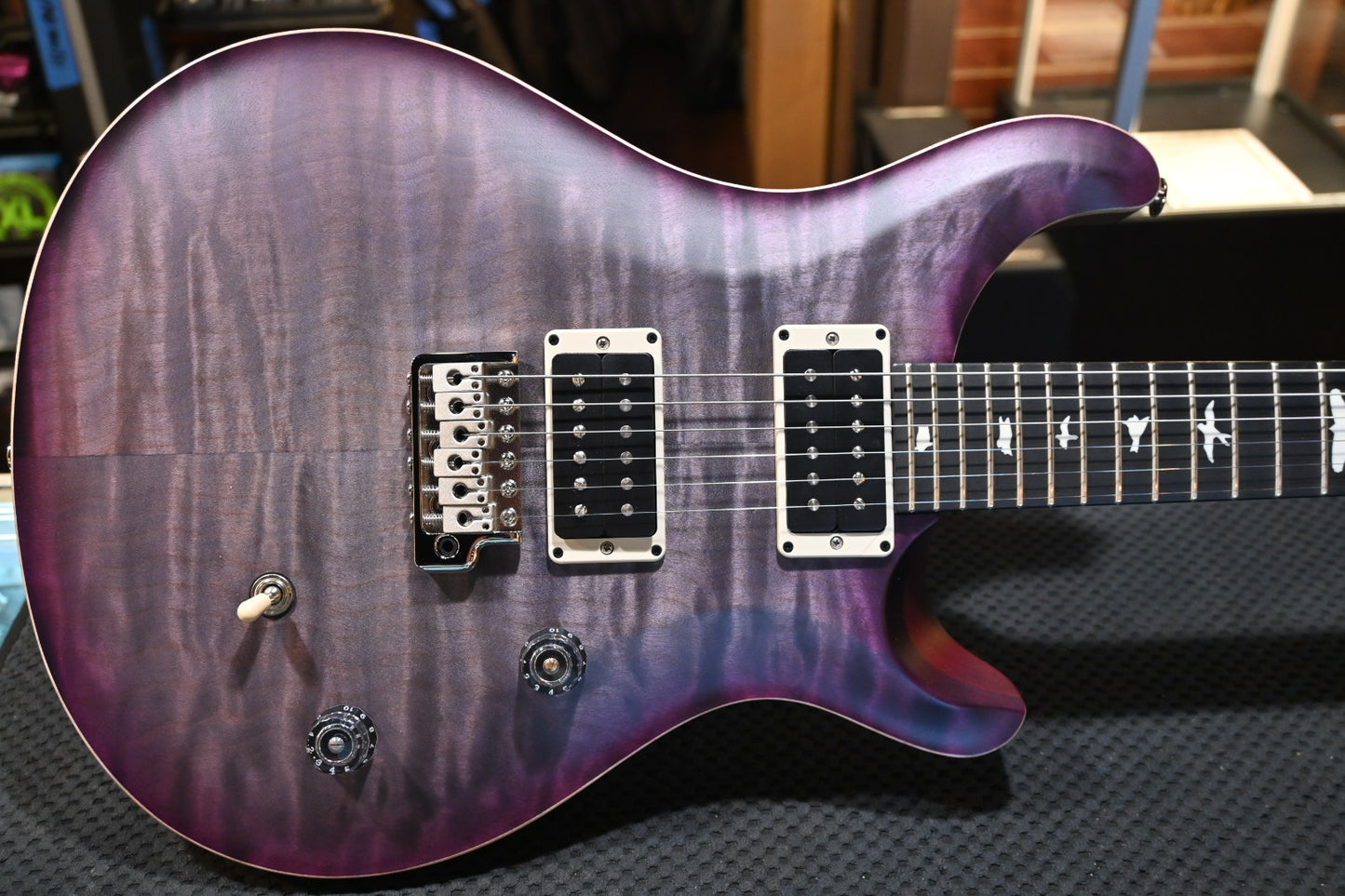 PRS Wood Library CE 24 Quilt - Faded Grey Black Purple Burst Satin Guitar #2751 - Danville Music