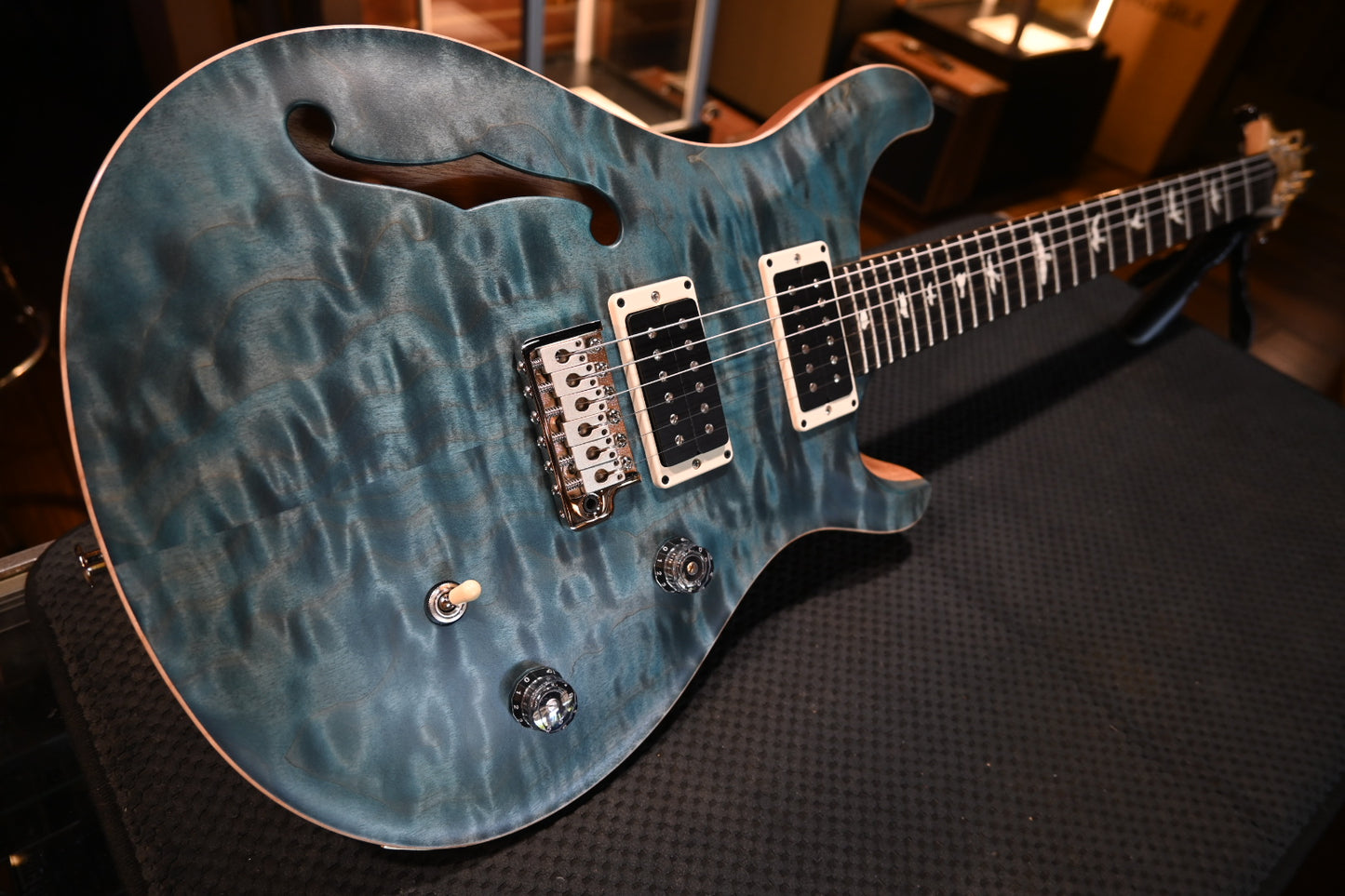 PRS Wood Library CE 24 Semi-Hollow Quilt - Blue Crab Blue Guitar #1115 - Danville Music