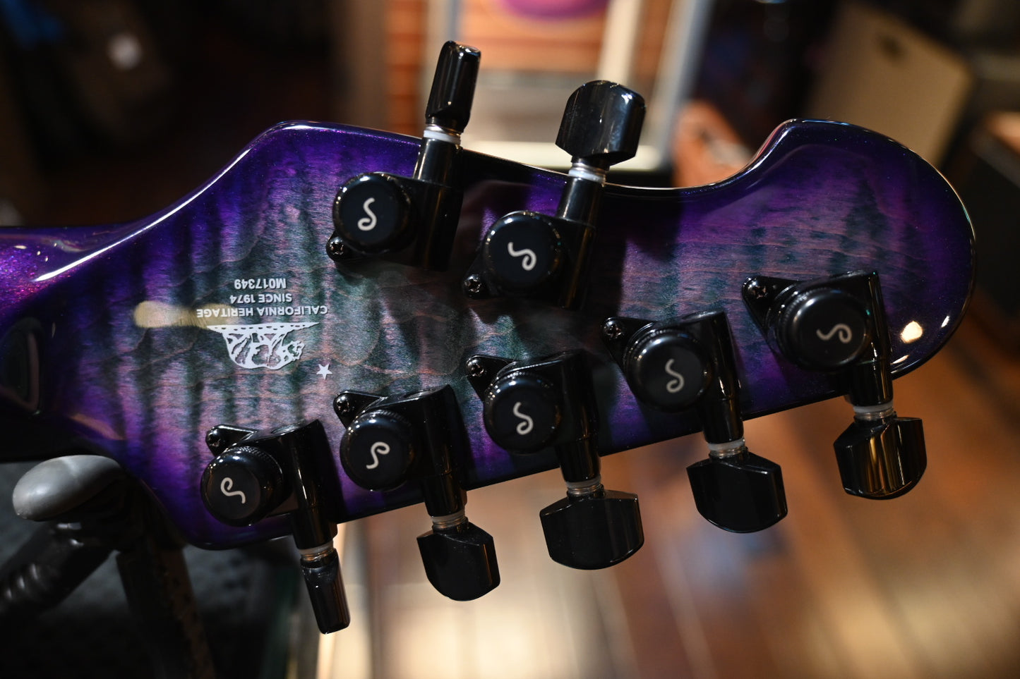 Music Man Majesty Maple Top 7-String - Crystal Amethyst Guitar #7349 - Danville Music