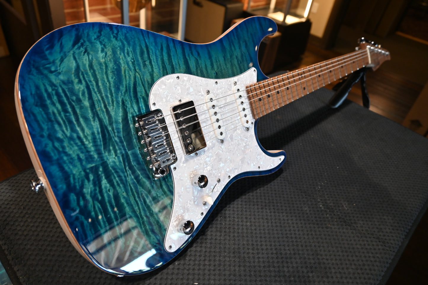 Suhr Custom Standard - Aqua Blue Burst/Trans White Back Guitar #2639 - Danville Music