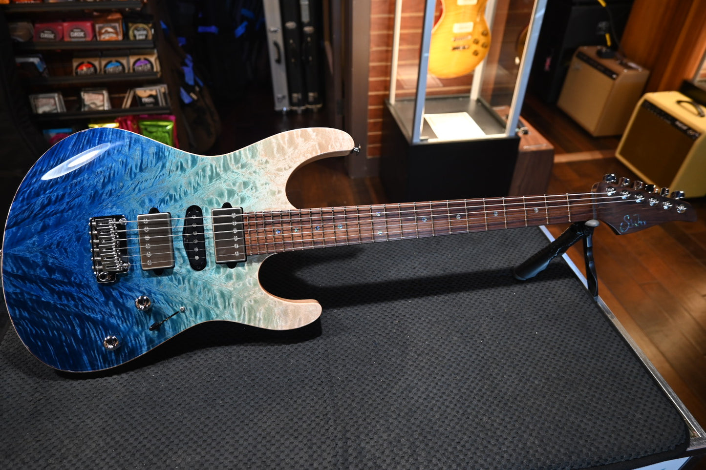 Suhr Custom Modern Angel Quilt Maple - Aqua Blue Gradient Guitar #3273 - Danville Music