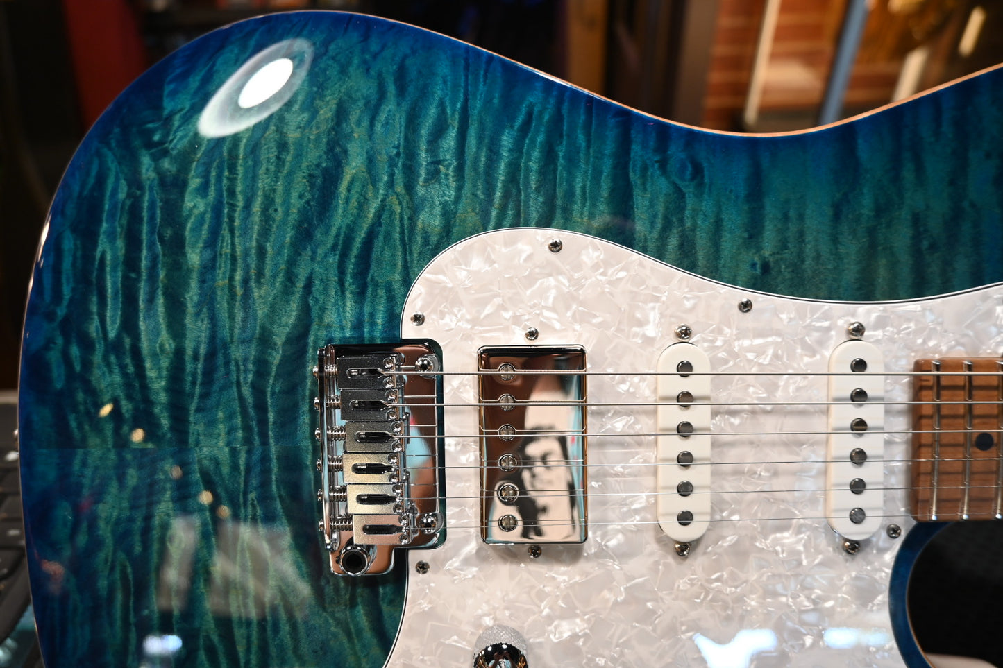 Suhr Custom Standard - Aqua Blue Burst/Trans White Back Guitar #2639 - Danville Music