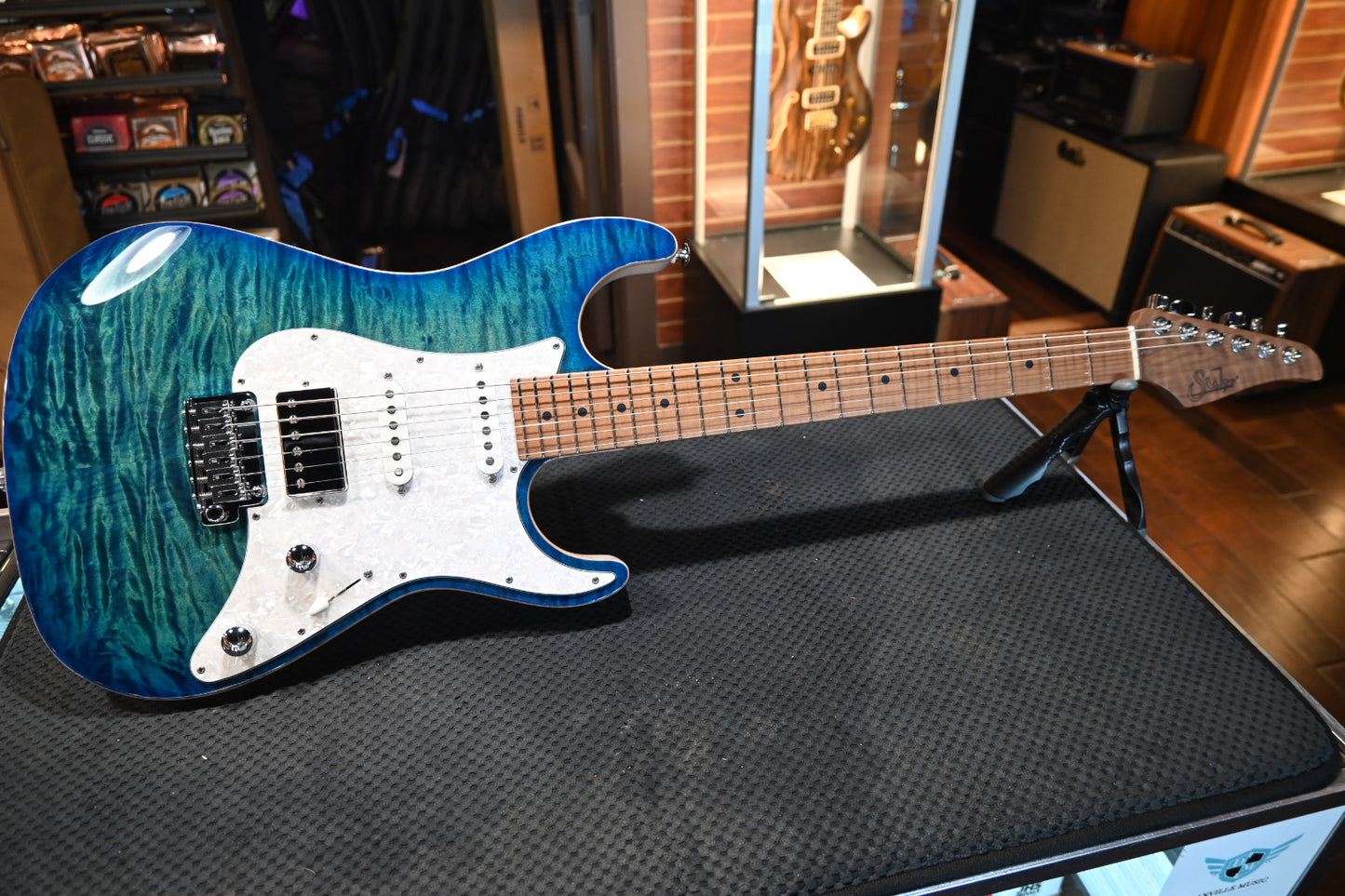 Suhr Custom Standard - Aqua Blue Burst/Trans White Back Guitar #2639 - Danville Music