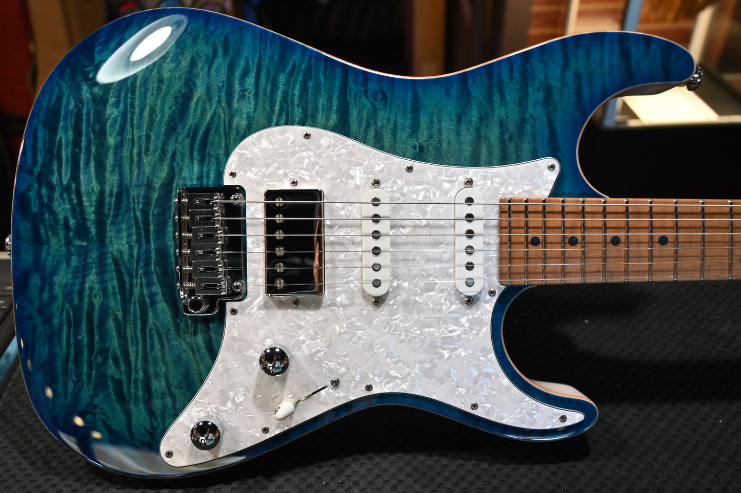 Suhr Custom Standard - Aqua Blue Burst/Trans White Back Guitar #2639 - Danville Music