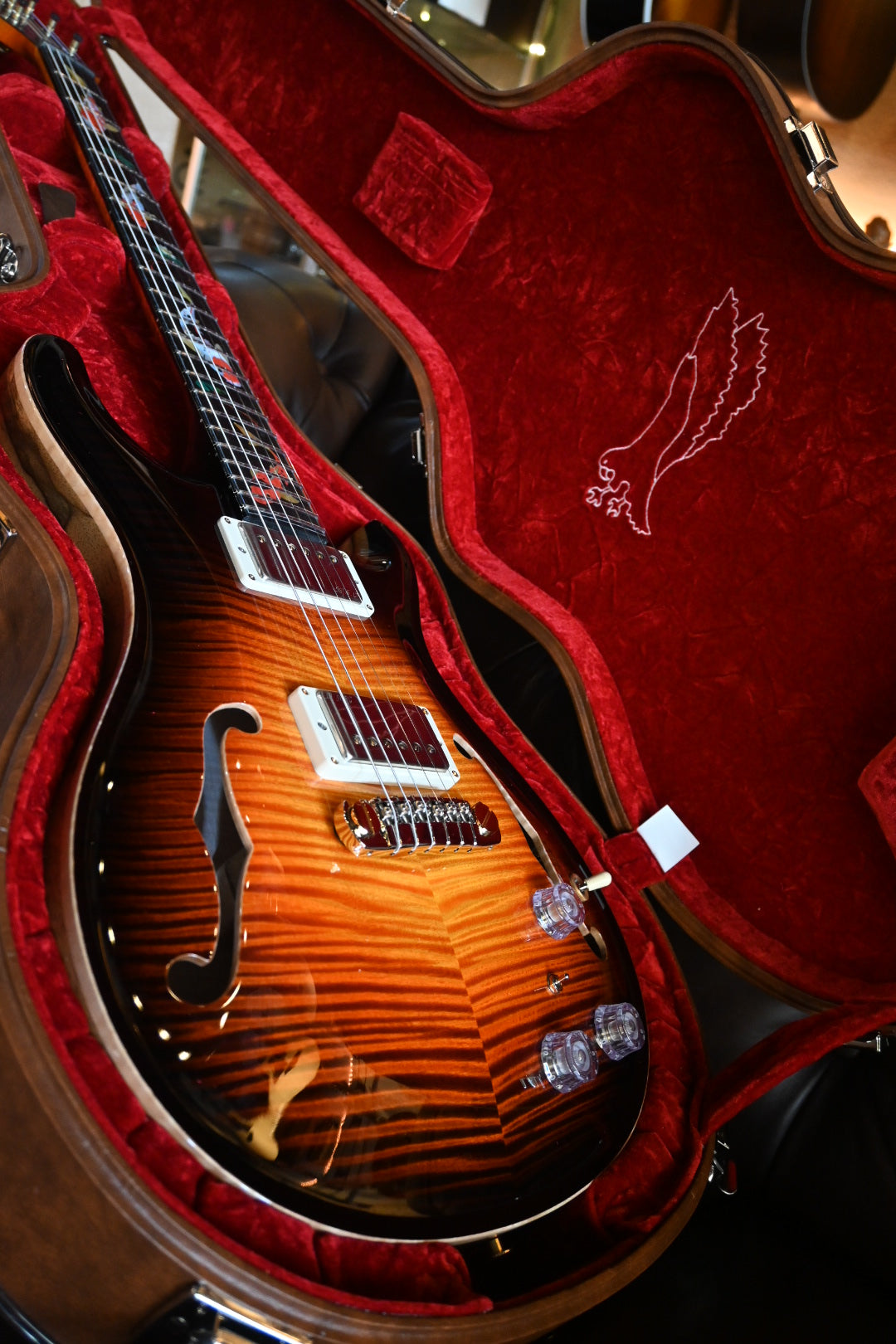 PRS Private Stock Hollowbody II Piezo Koi Inlay - Electric Tiger Glow Guitar #10501 - Danville Music