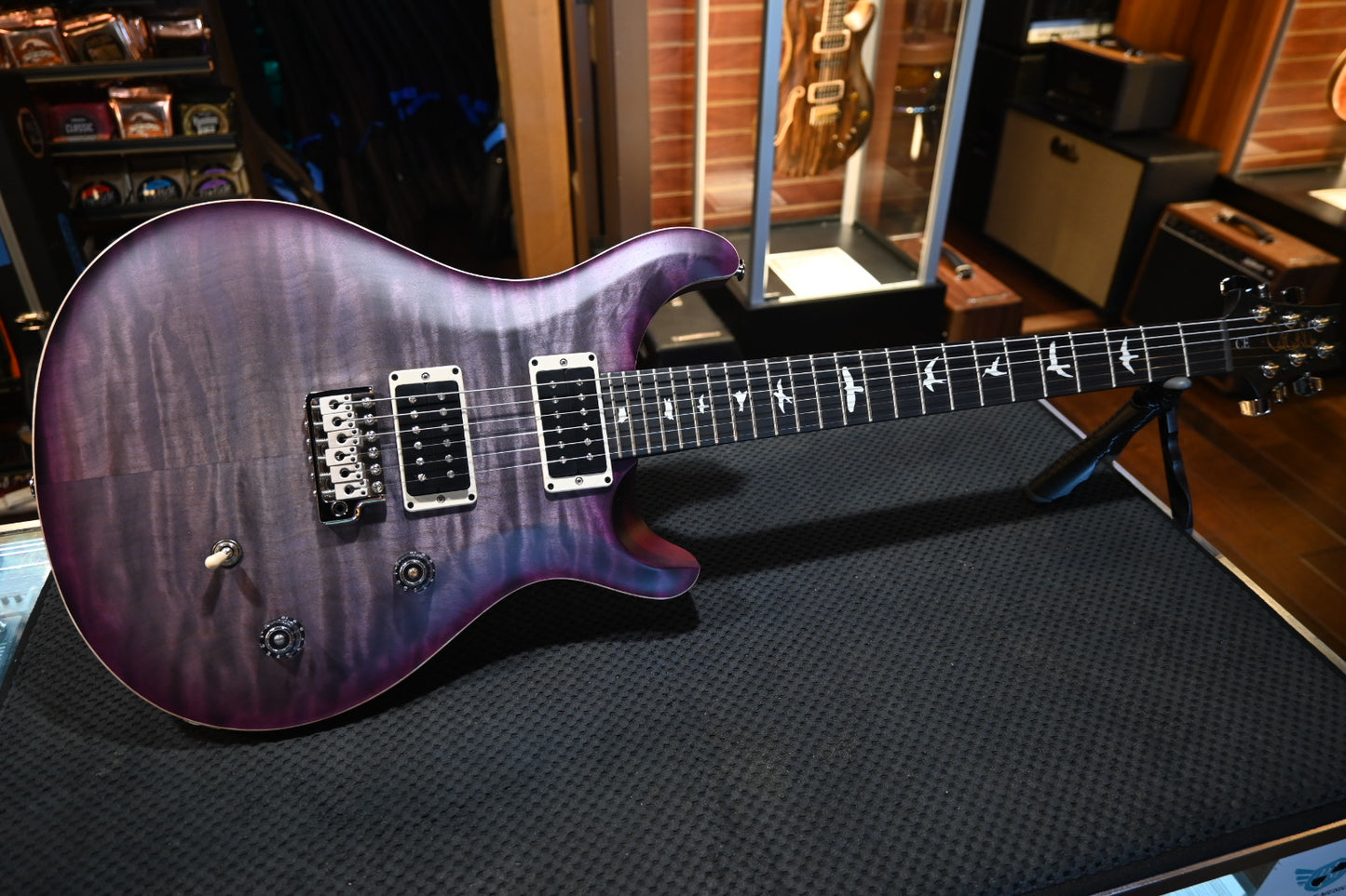 PRS Wood Library CE 24 Quilt - Faded Grey Black Purple Burst Satin Guitar #2751 - Danville Music