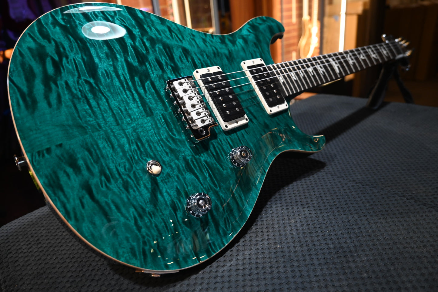 PRS Wood Library CE 24 Quilt - Turquoise Guitar #3693 - Danville Music