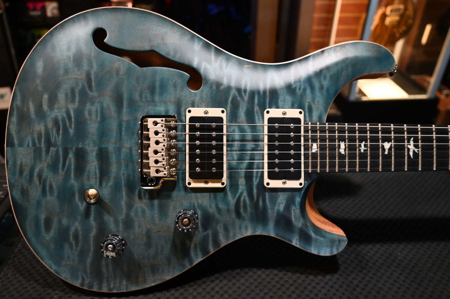 PRS Wood Library CE 24 Semi-Hollow Quilt - Blue Crab Blue Guitar #1115 - Danville Music
