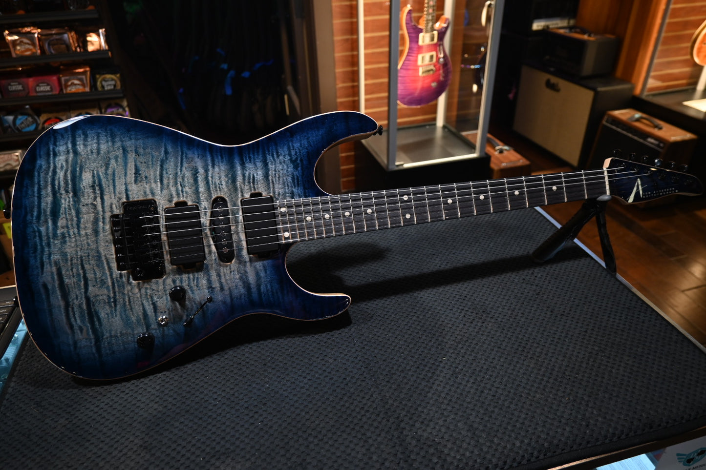 Tom Anderson Angel Quilt - Natural Arctic Blue Burst Guitar #023P - Danville Music