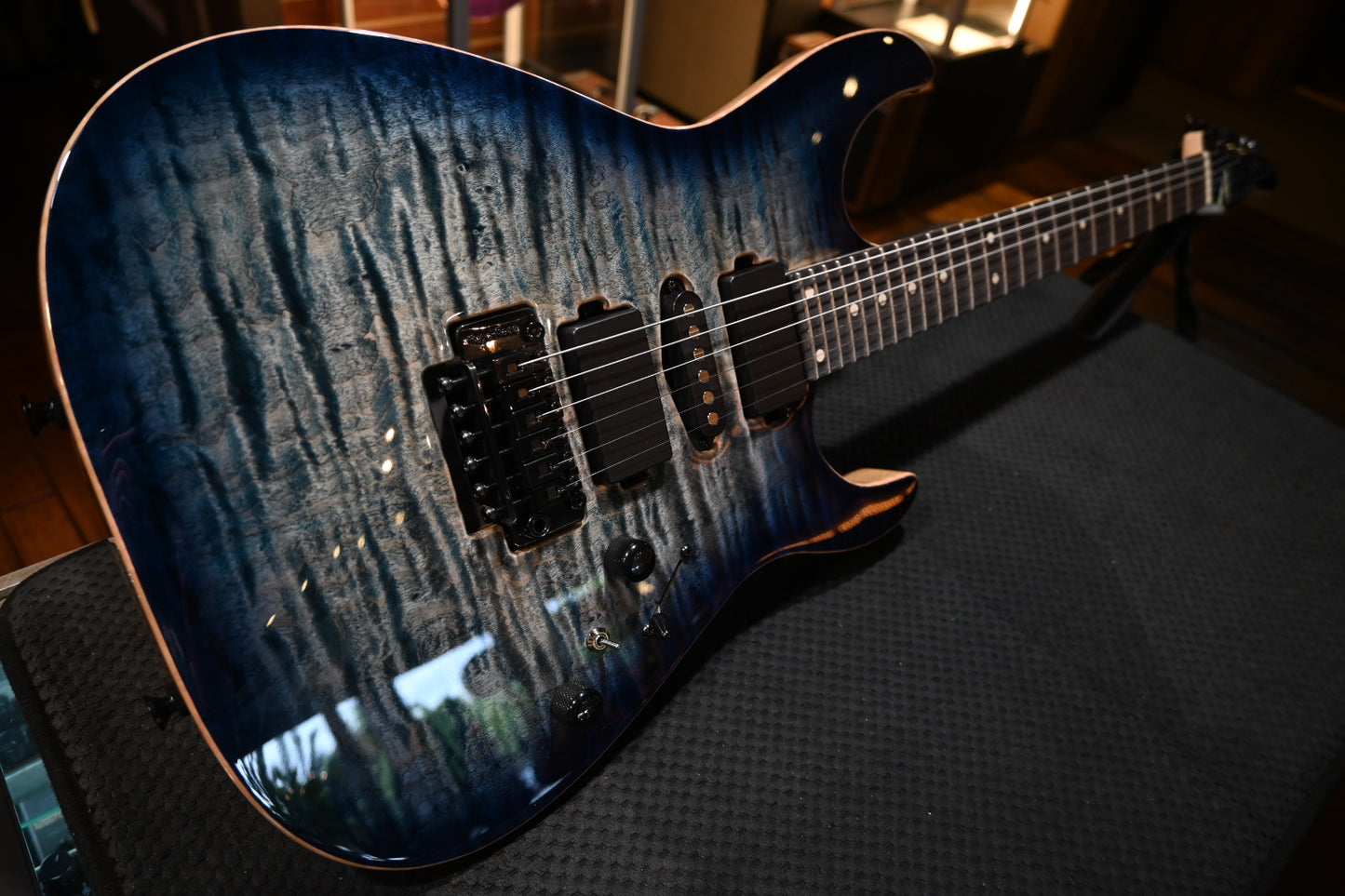 Tom Anderson Angel Quilt - Natural Arctic Blue Burst Guitar #023P - Danville Music