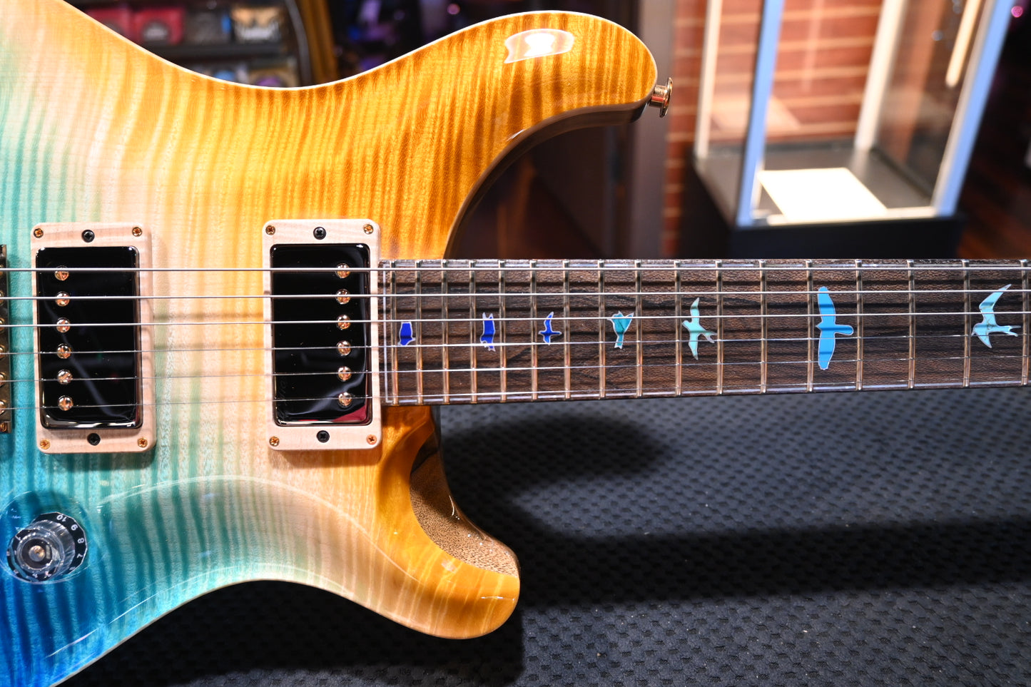 PRS Private Stock Custom 24 One Piece Curly Maple Top Ziricote Neck - Beach Cross Fade Guitar #9428 - Danville Music