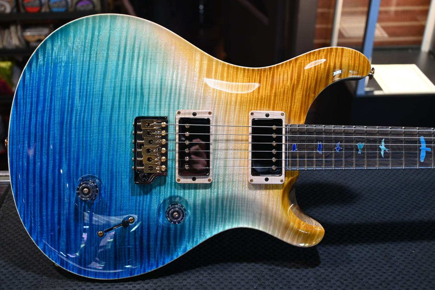 PRS Private Stock Custom 24 One Piece Curly Maple Top Ziricote Neck - Beach Cross Fade Guitar #9428 - Danville Music
