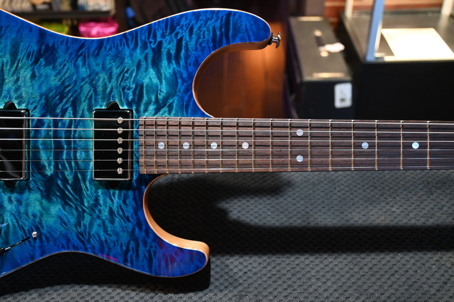Suhr Custom Modern Black Limba/Rosewood Neck - Aqua Blue Burst Guitar #6330 - Danville Music