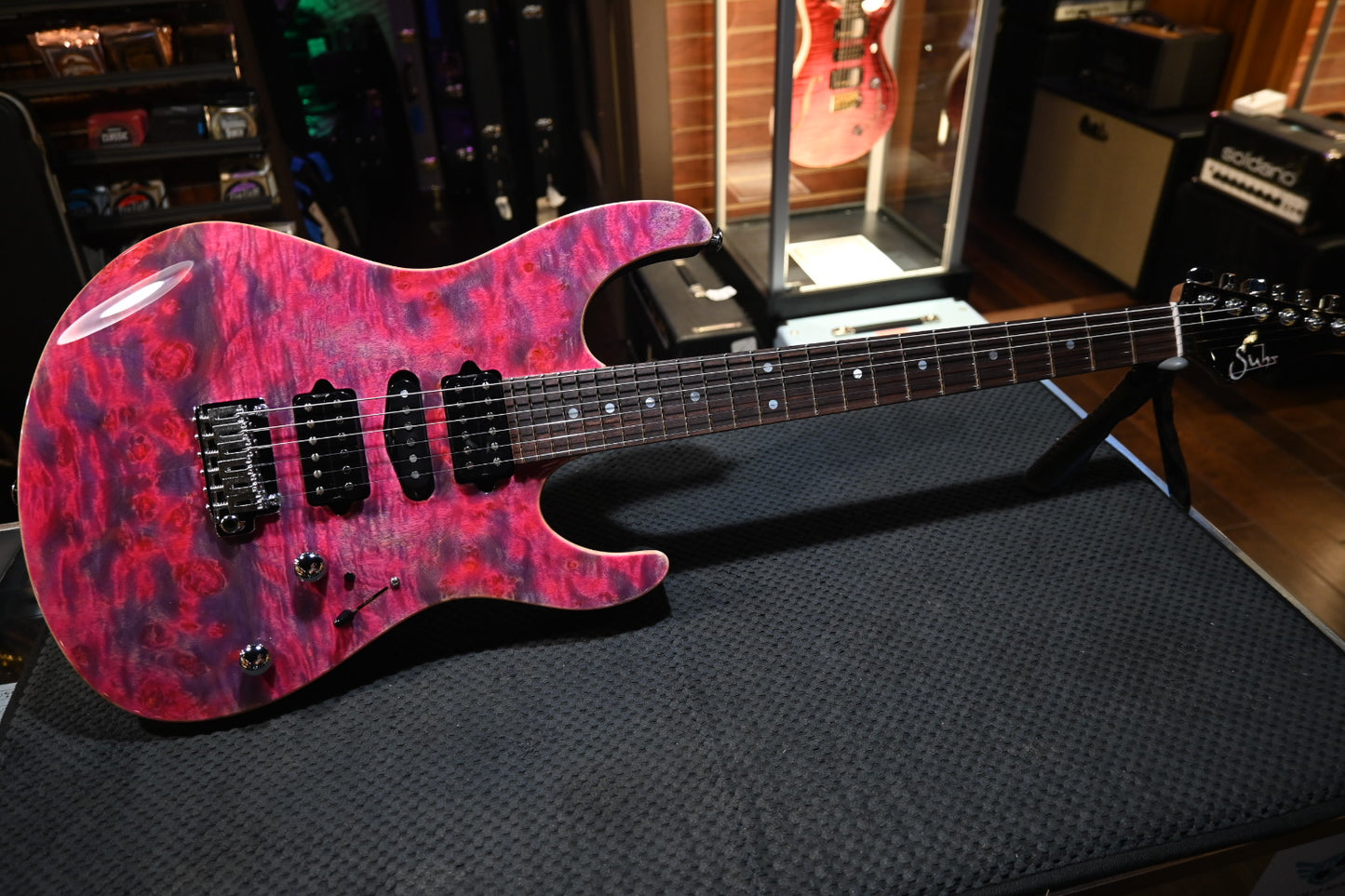 Suhr Custom Modern Waterfall Burl - Pink Algae Guitar #6228 - Danville Music