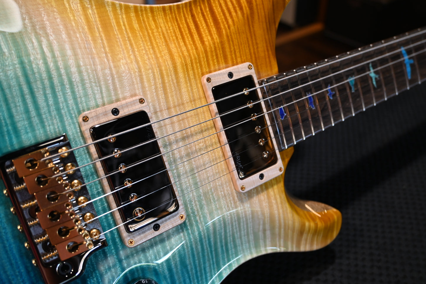 PRS Private Stock Custom 24 One Piece Curly Maple Top Ziricote Neck - Beach Cross Fade Guitar #9428 - Danville Music