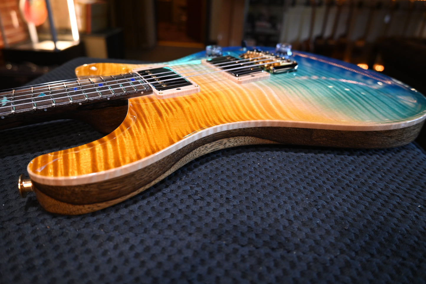 PRS Private Stock Custom 24 One Piece Curly Maple Top Ziricote Neck - Beach Cross Fade Guitar #9428 - Danville Music