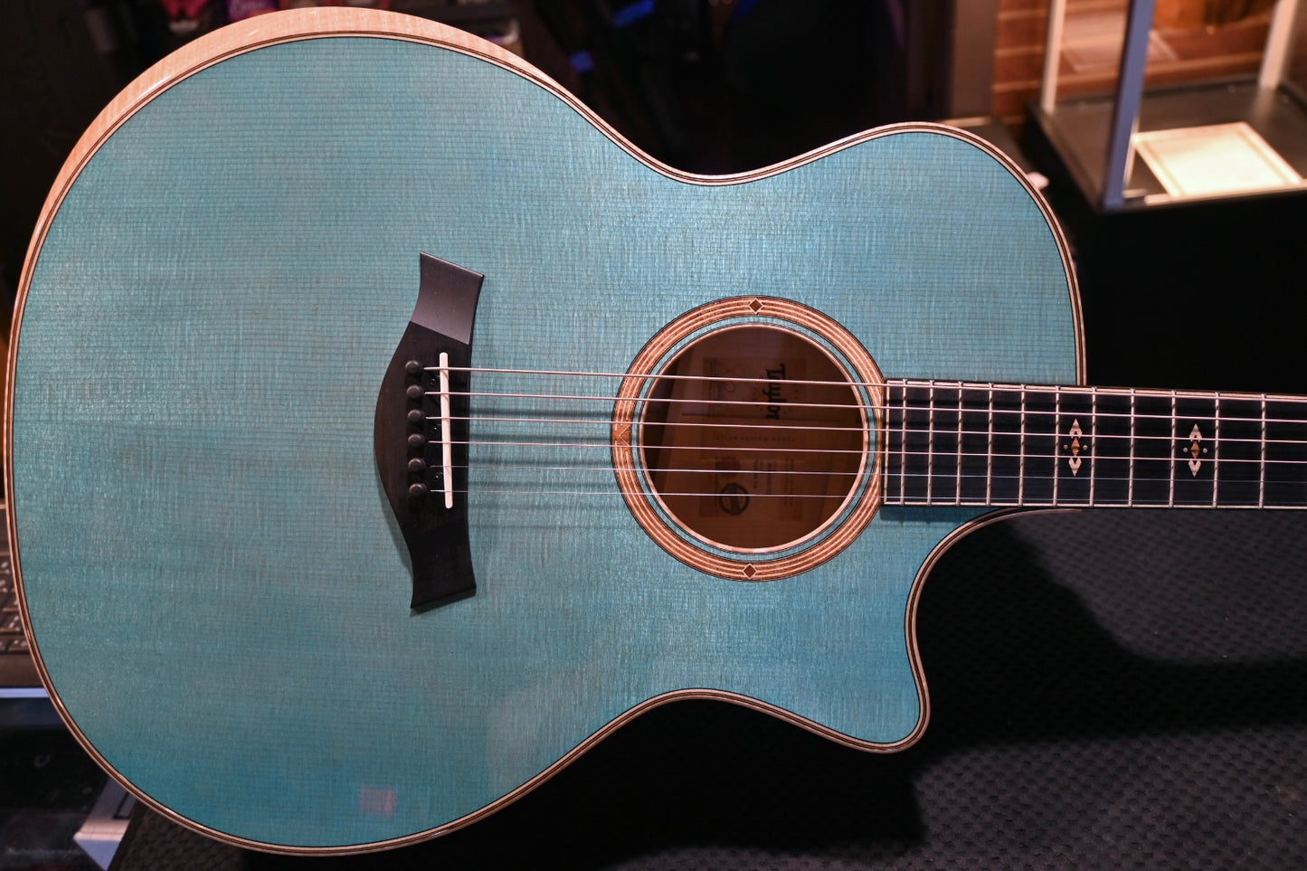 Taylor Custom GA Grand Auditorium Sitka Spruce/Big Leaf Maple - Koi Blue Guitar Catch #36 with a buy a GS Mini for $199 Promo! - Danville Music