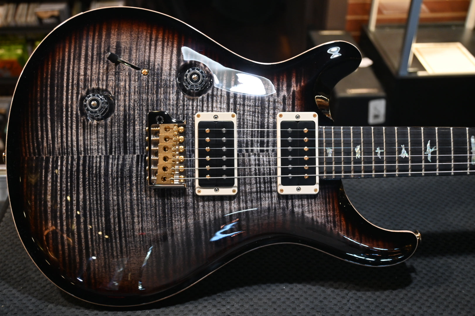 PRS Wood Library Custom 24 Lefty 10-Top Brazilian Rosewood - Charcoal  Tri-Color Burst Guitar #8013
