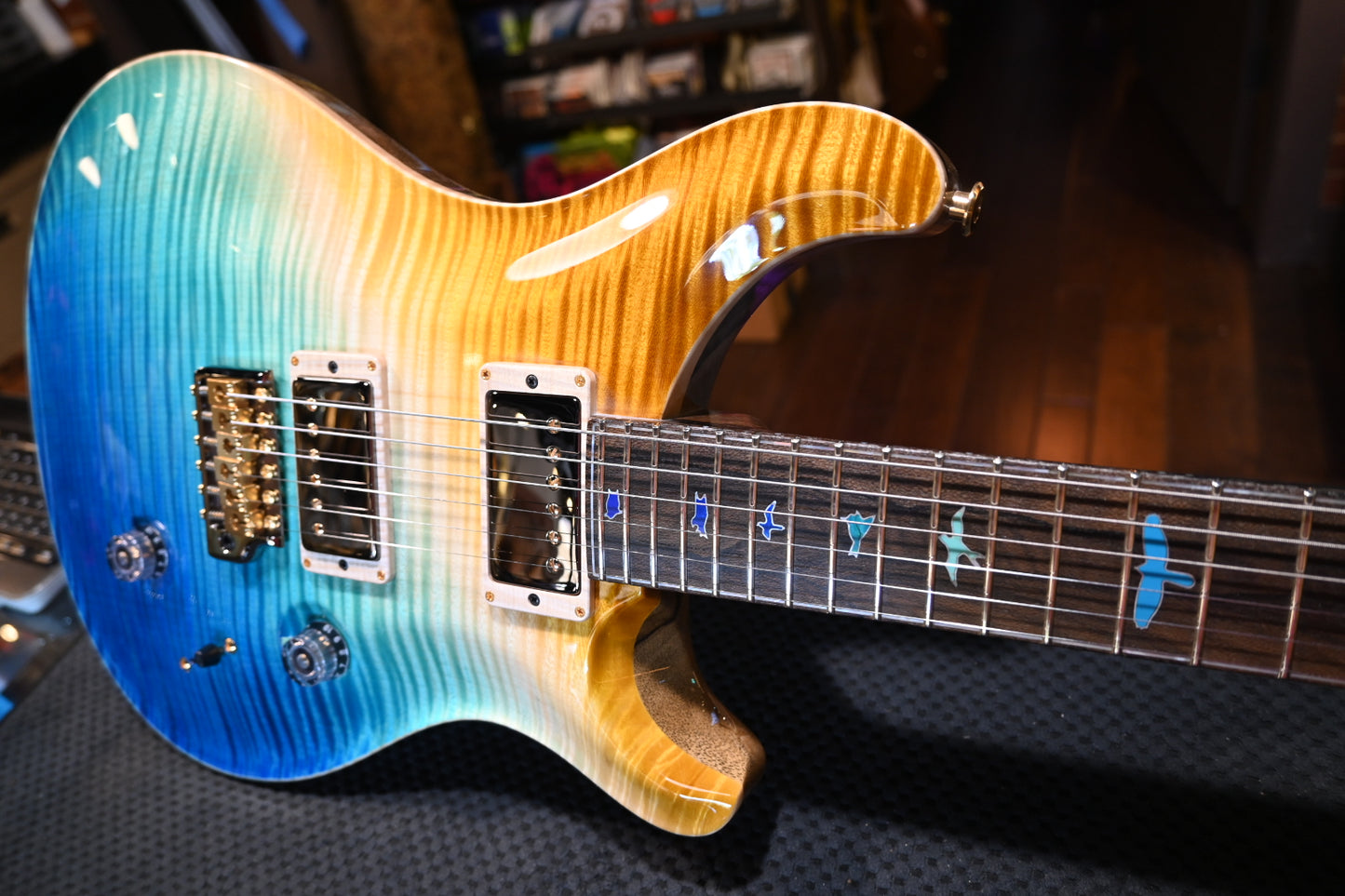 PRS Private Stock Custom 24 One Piece Curly Maple Top Ziricote Neck - Beach Cross Fade Guitar #9428 - Danville Music