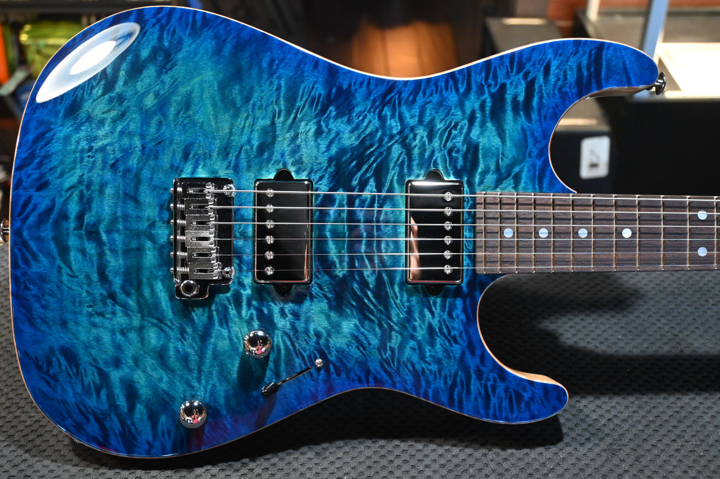 Suhr Custom Modern Black Limba/Rosewood Neck - Aqua Blue Burst Guitar #6330 - Danville Music