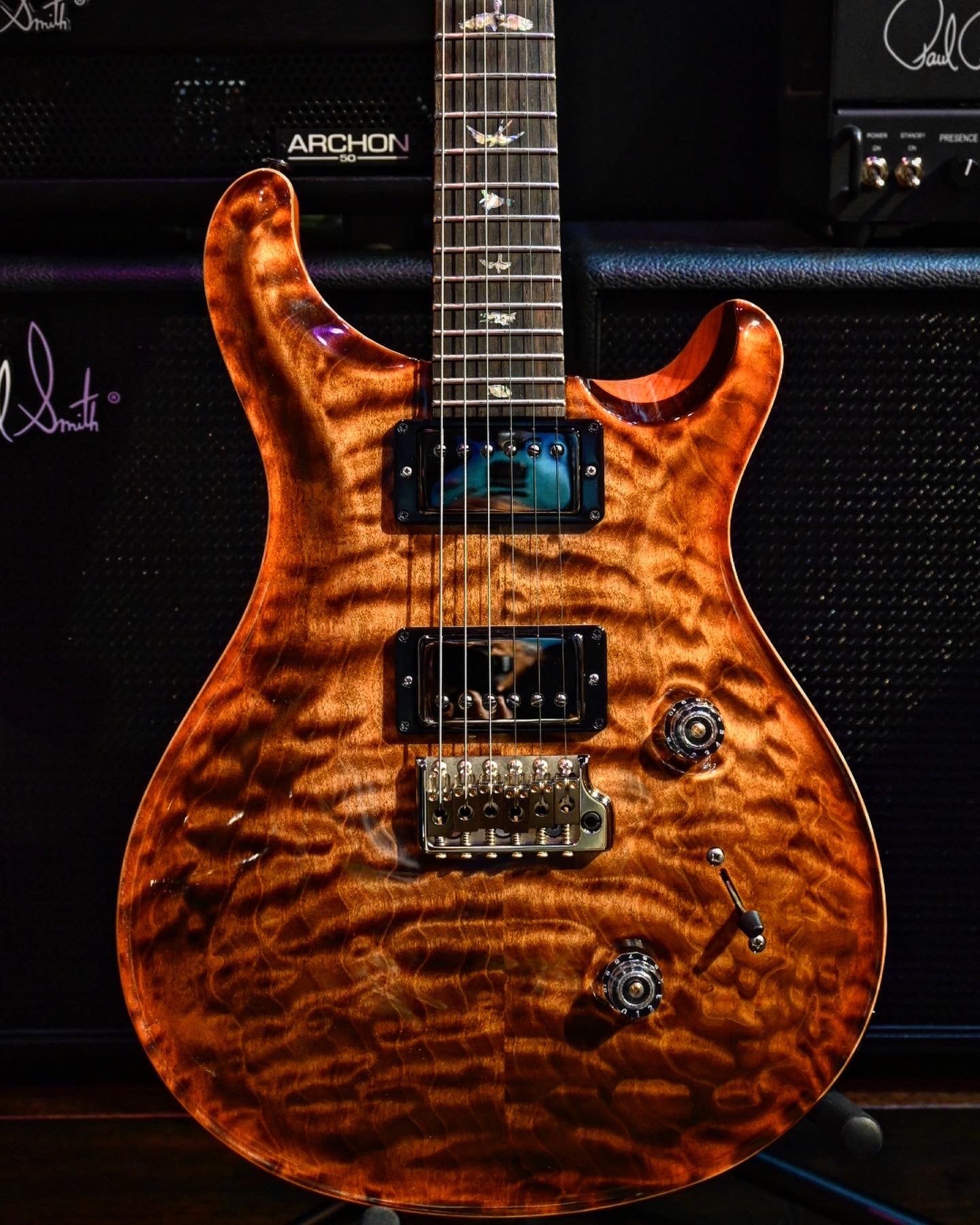 PRS Wood Library Custom 24 10-Top Quilt Swamp Ash Torr. Maple Neck - Autumn Sky Guitar #8969 - Danville Music