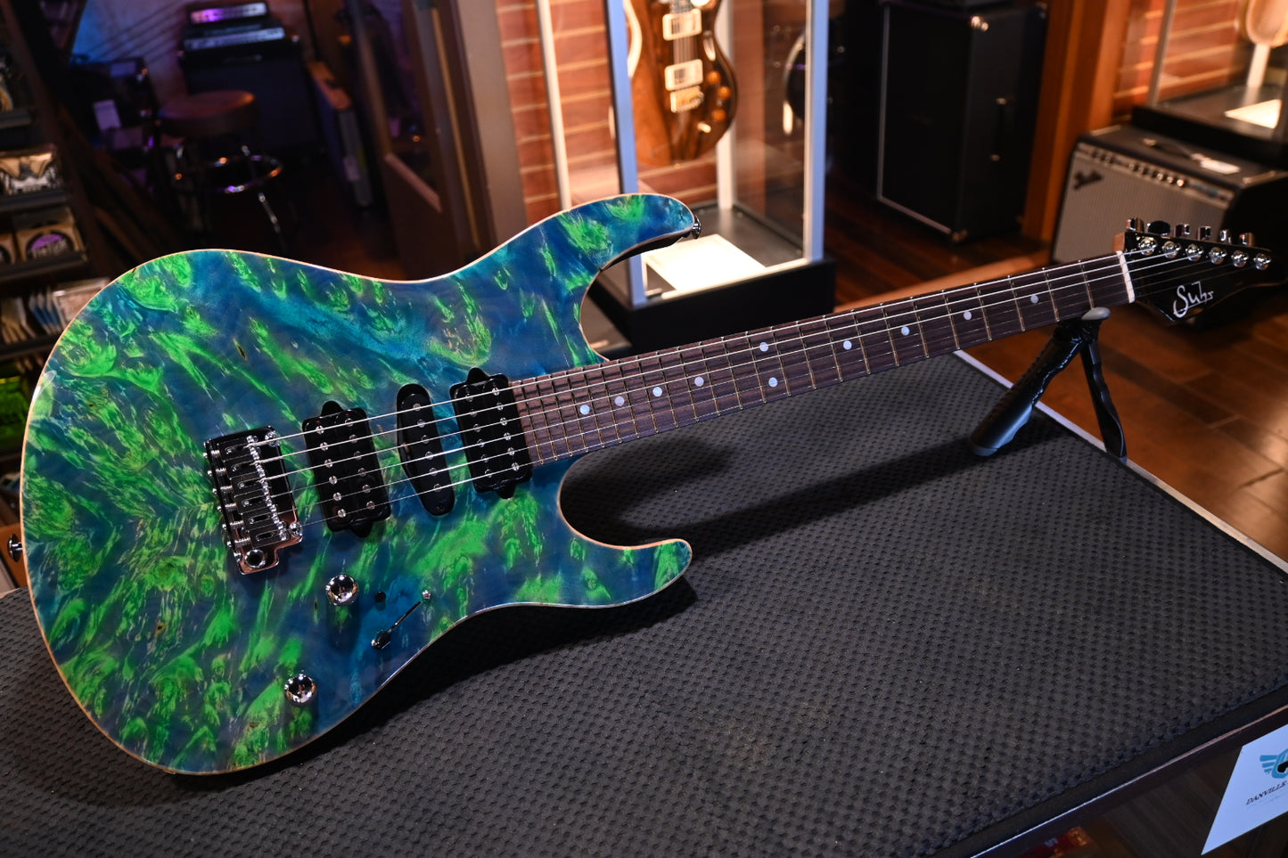 Suhr Custom Modern Waterfall Burl - Trans Algae Guitar #6231 - Danville Music