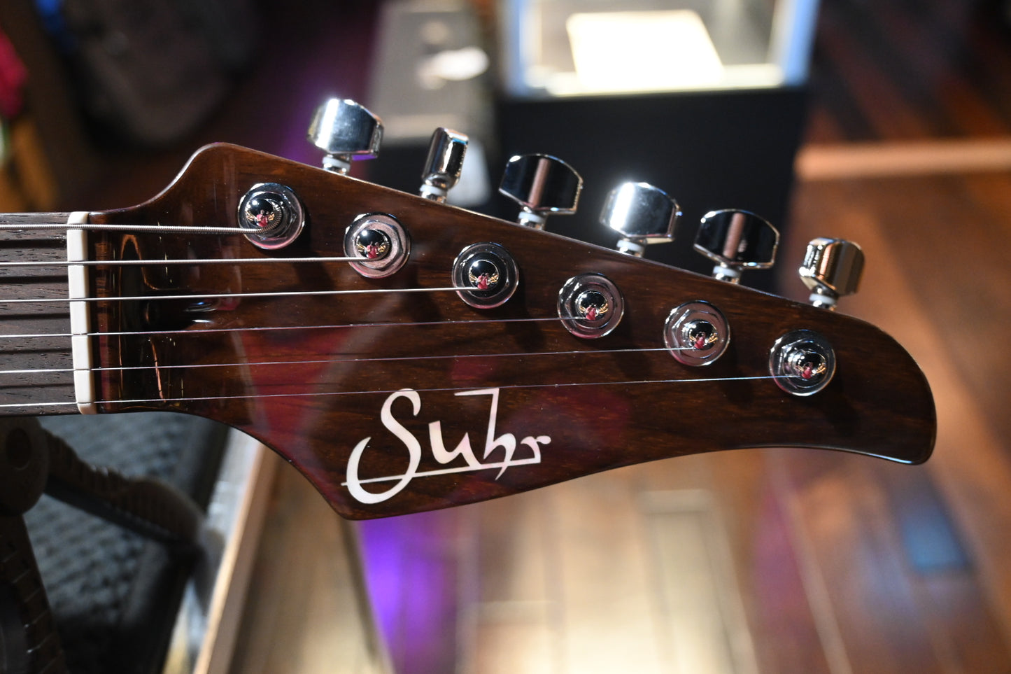 Suhr Custom Modern Black Limba/Rosewood Neck - Aqua Blue Burst Guitar #6330 - Danville Music