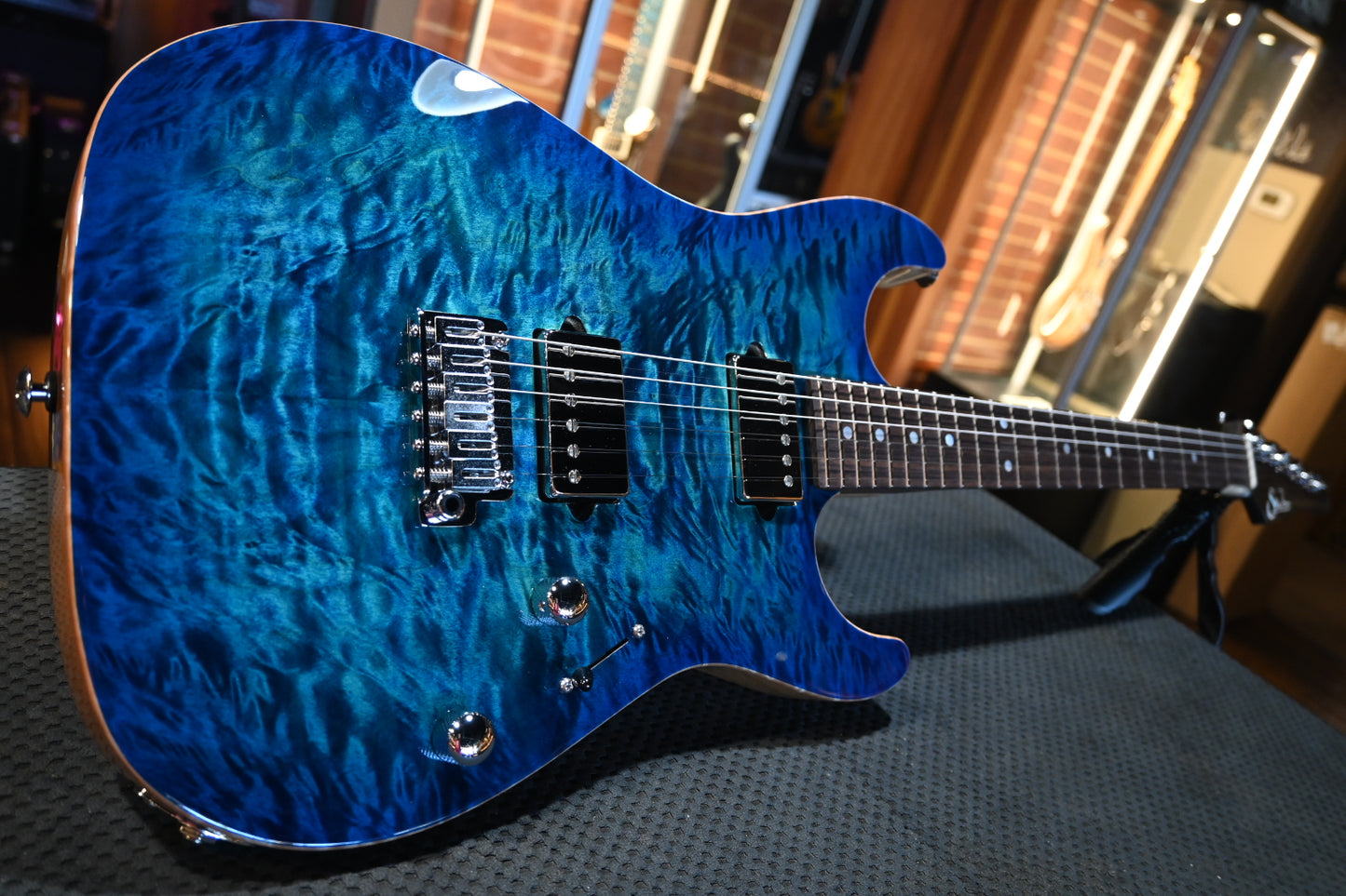 Suhr Custom Modern Black Limba/Rosewood Neck - Aqua Blue Burst Guitar #6330 - Danville Music