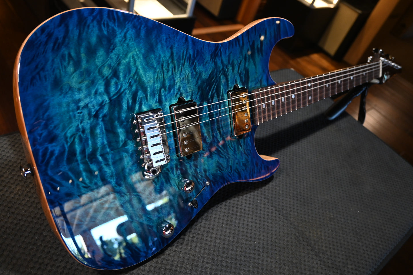 Suhr Custom Modern Black Limba/Rosewood Neck - Aqua Blue Burst Guitar #6330 - Danville Music