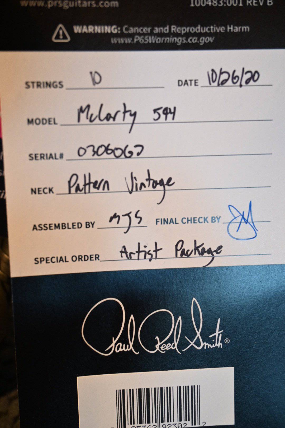 PRS Paul Reed Smith McCarty 594 Artist Package - Copperhead Burst #6067 - Danville Music