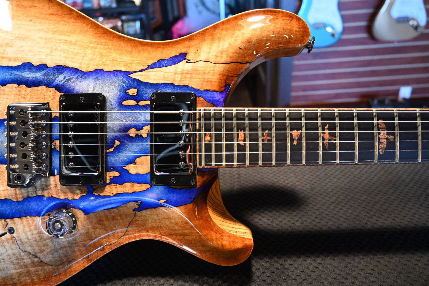 PRS Paul Reed Smith Private Stock Custom 24 Spalted Maple - Silver Leaf Blue Burst Accents #8484 - Danville Music