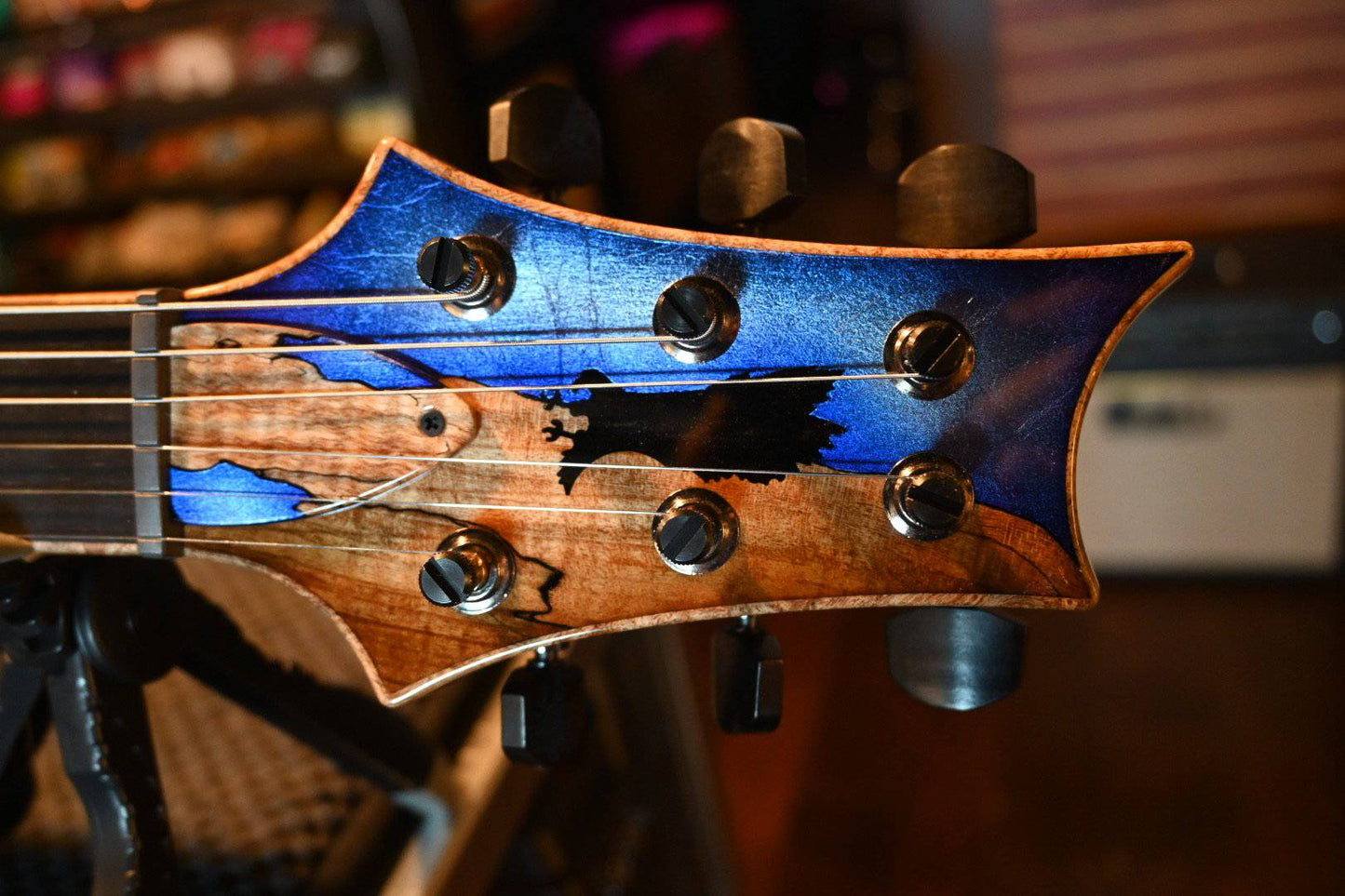 PRS Paul Reed Smith Private Stock Custom 24 Spalted Maple - Silver Leaf Blue Burst Accents #8484 - Danville Music