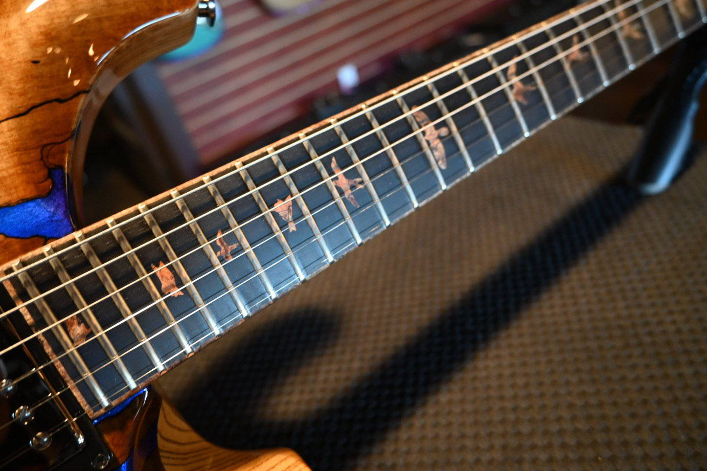 PRS Paul Reed Smith Private Stock Custom 24 Spalted Maple - Silver Leaf Blue Burst Accents #8484 - Danville Music