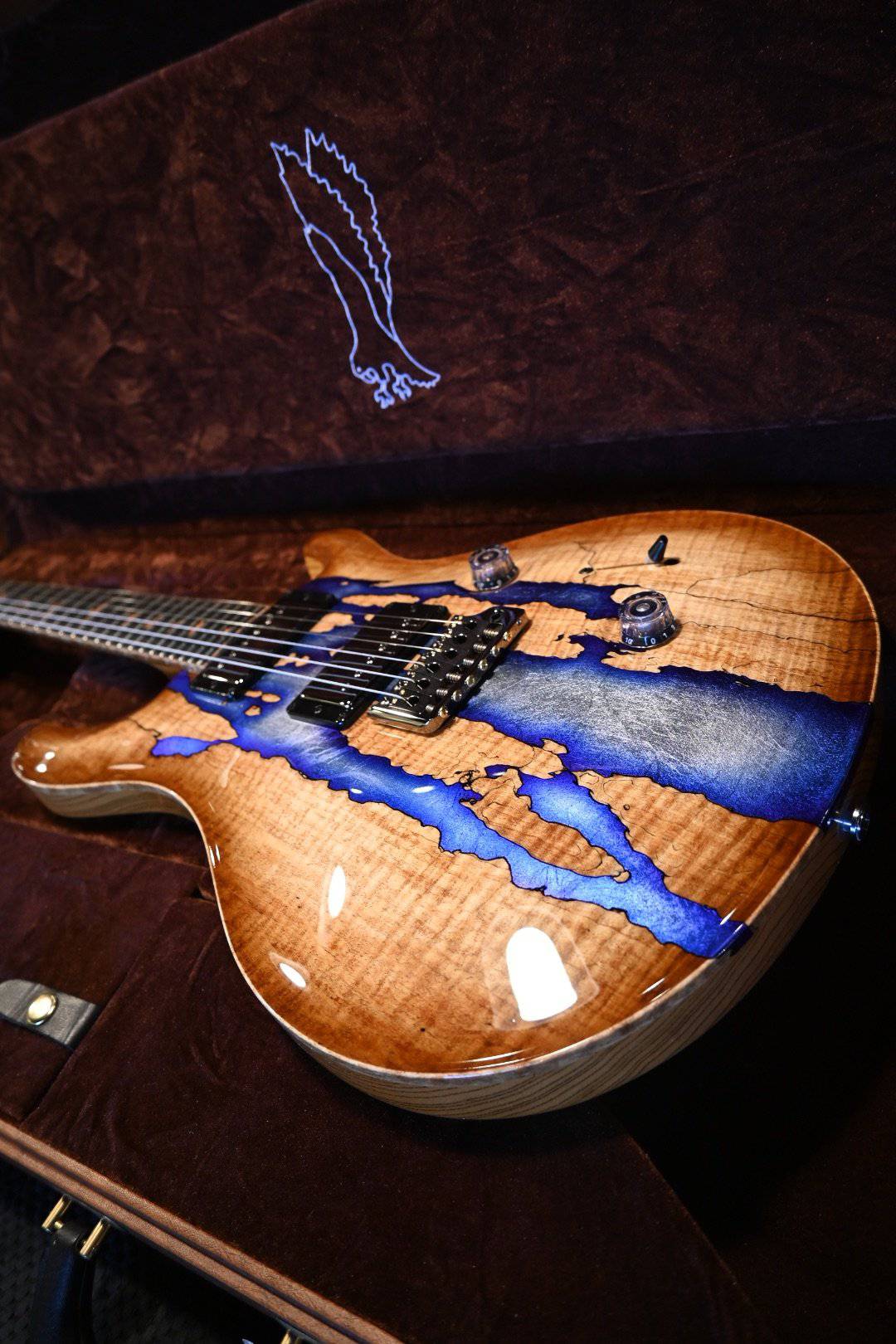 PRS Paul Reed Smith Private Stock Custom 24 Spalted Maple - Silver Leaf Blue Burst Accents #8484 - Danville Music