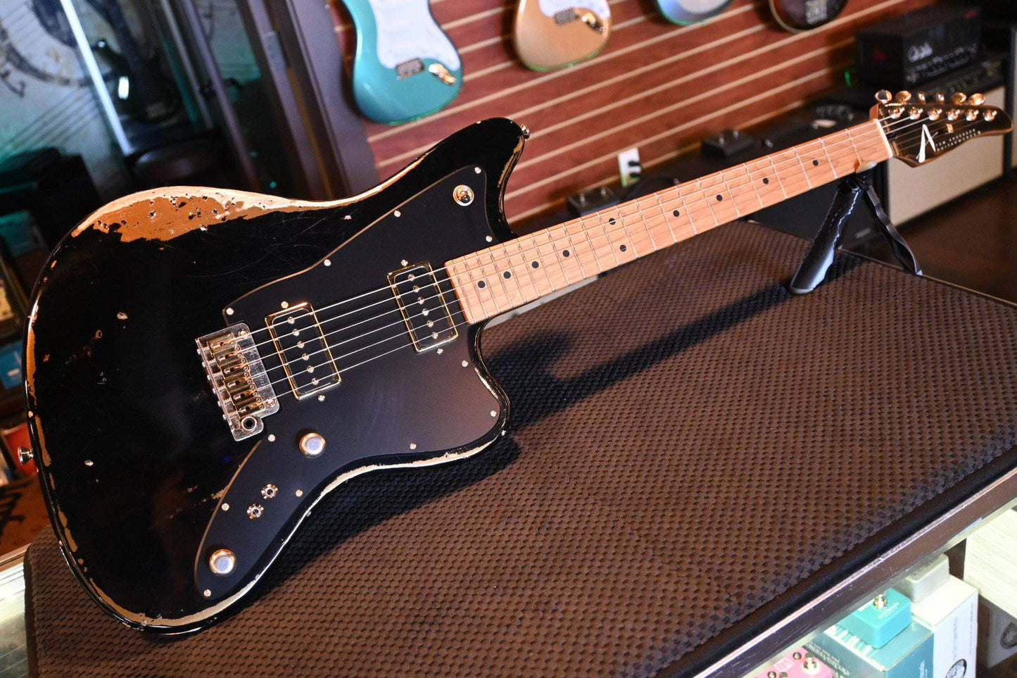 Tom Anderson Raven Classic - Black over Firemist Gold (In-Distress Level 3) #821P - Danville Music
